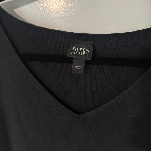 Eileen Fisher V-Neck silk and cotton ribbed Tank Top Black Classic Small - Picture 3 of 10